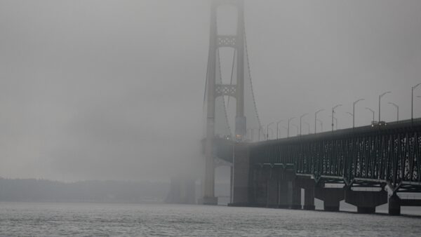 PURCHASE -- mackinac bridge disappears into fog
