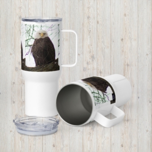 eagle stare down travel mug 25 oz $35.95